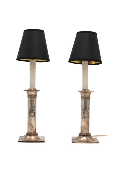 Pair of 20th Century Pairpoint Silver Plated Lamps