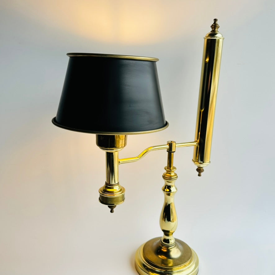 Vintage Brass Student Lamp with Metal Shade, Large