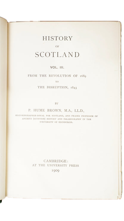 Antique Hume Brown History of Scotland 1909 Three Volume Set