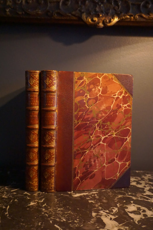 2 Volumes 1871 "A Collection of Choice Songs Scots & English" Purple Half Leather Book