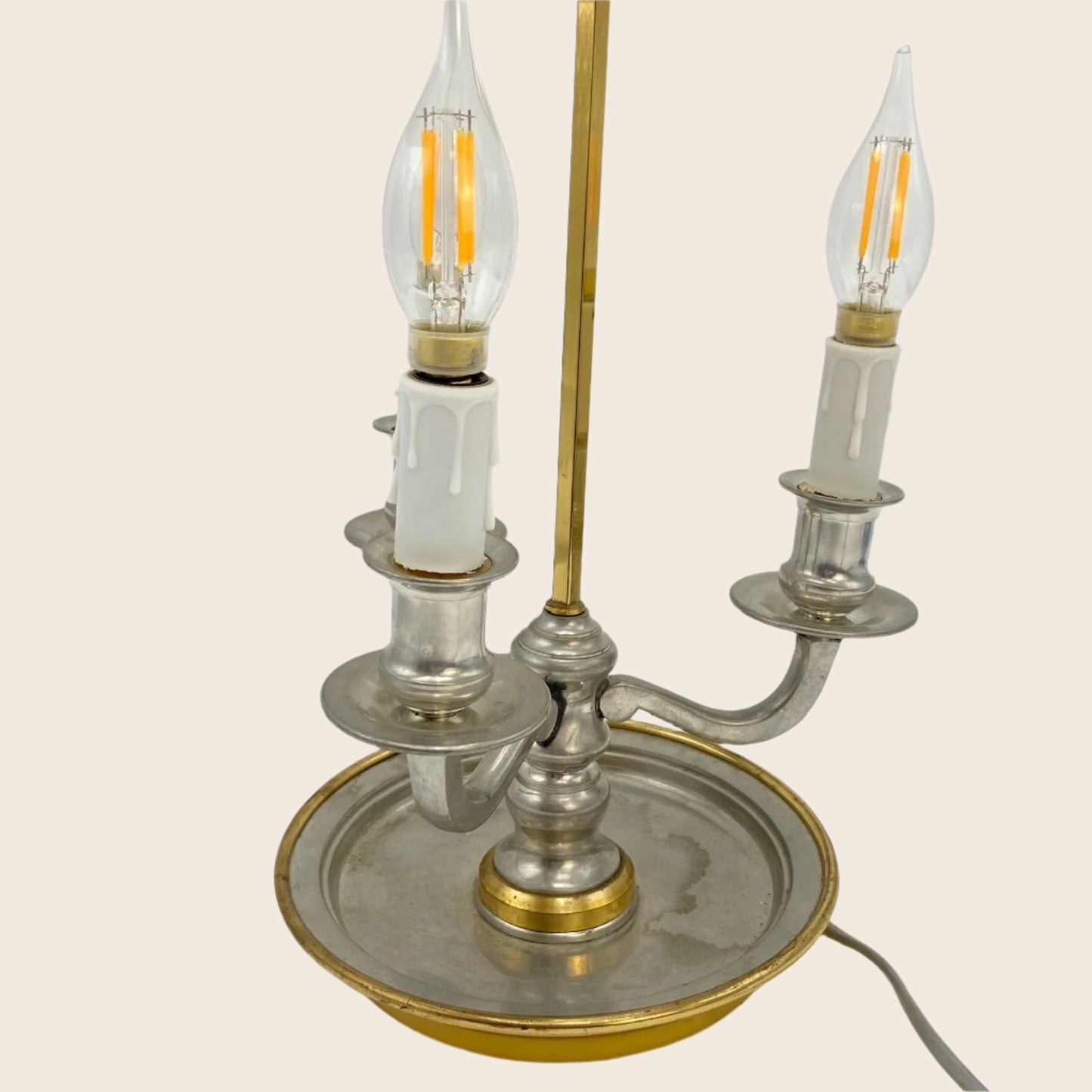 Vintage French Bouillotte Lamp with Maroon Metal Shade