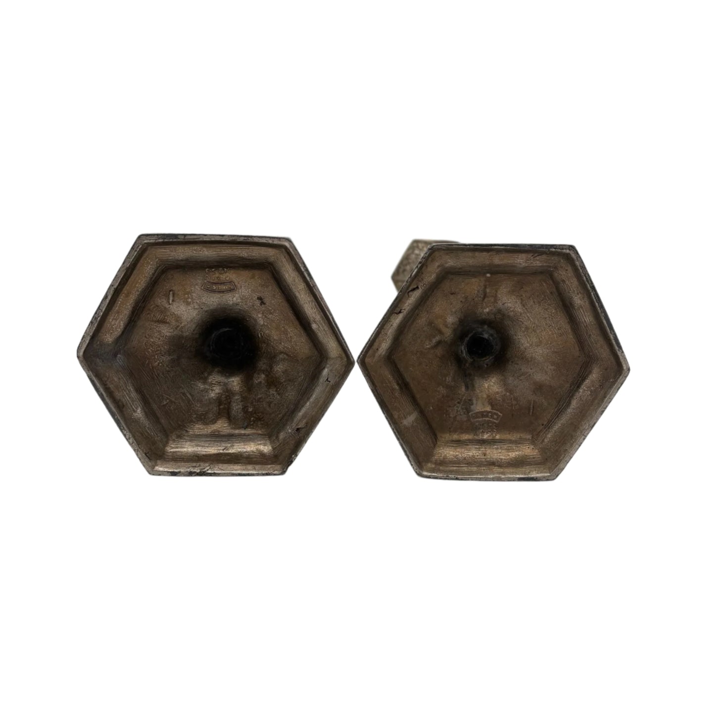 Pair of Weidlich Brothers Dutch Windmill Repoussee Silver Plated Candleholders, Pair of Vintage Silver-Plated Candlestick Holders