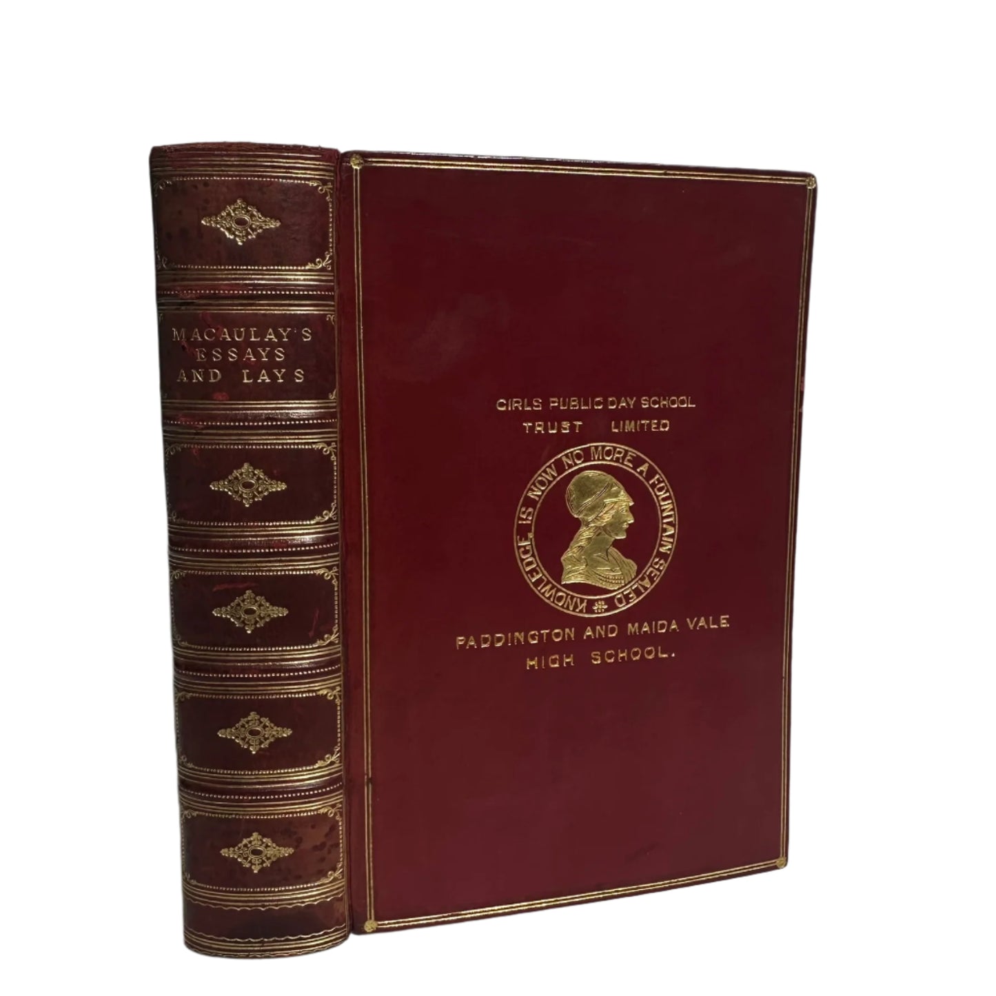 1907 "Lord Macaulay’s Essays and Lays of Ancient Rome" Red Full Leather Book