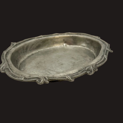 Antique European Pewter Dish with Crown & Fleur-de-Lis Hallmark