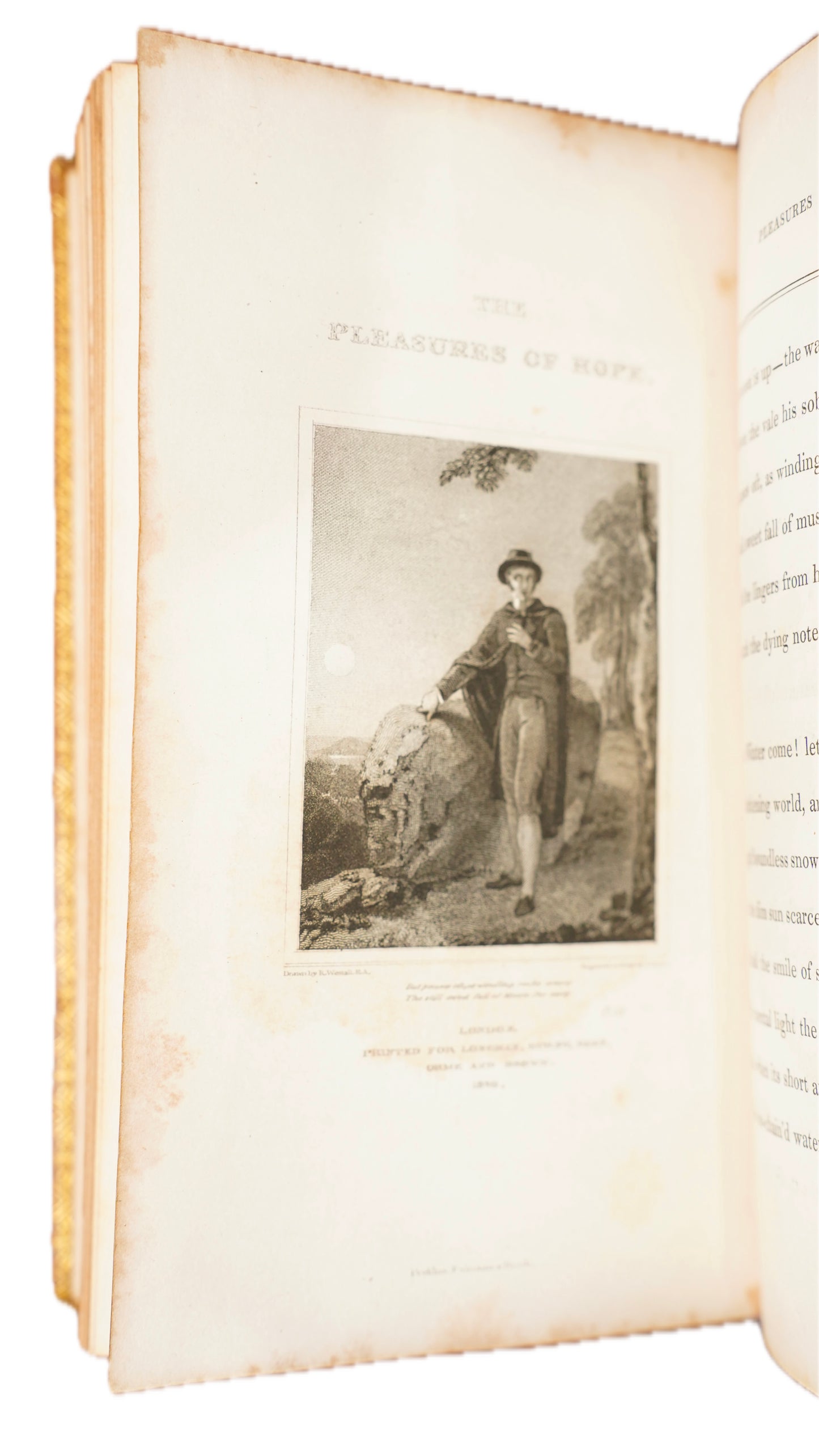 Antique 1822 Thomas Campbell Pleasures of Hope Full Calf Gilt Poetry