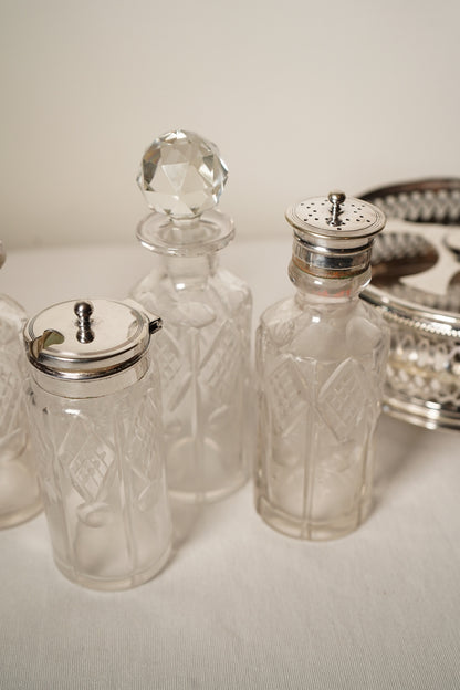 Antique English Silverplate Revolving Cruet Set, Circa 1880