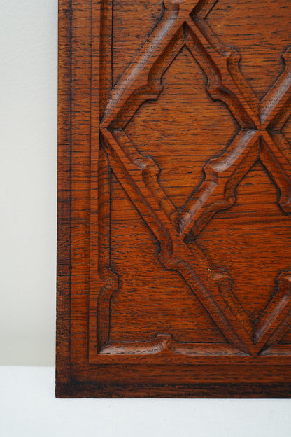 Antique English Jacobean Revival Carved Oak Panel
