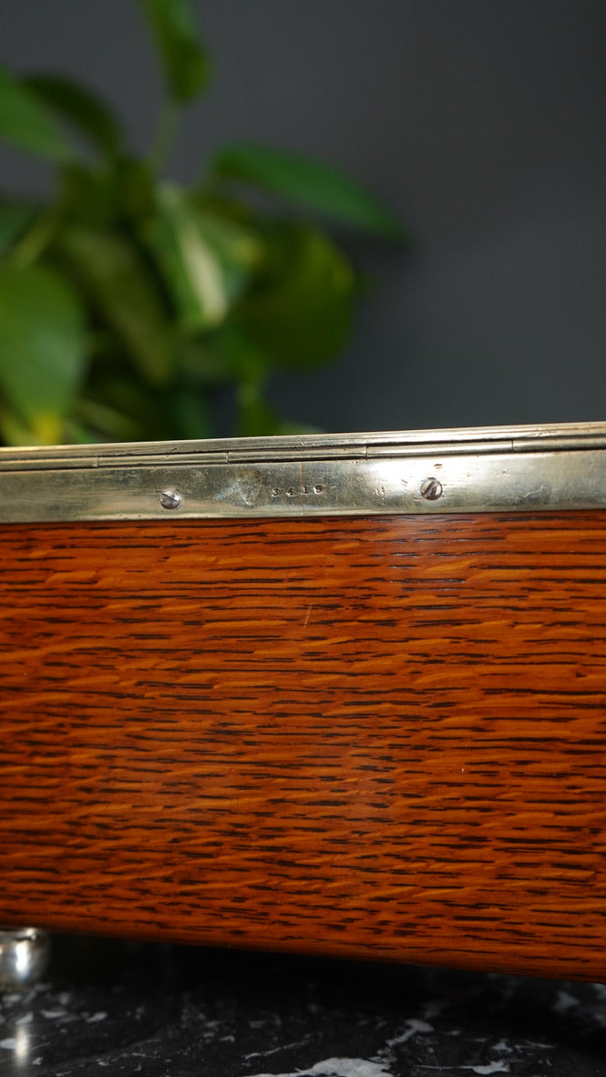 Antique English Oak and Silver-Plated Twin Tea Caddy | John Grinsell & Sons, c.1895–1910