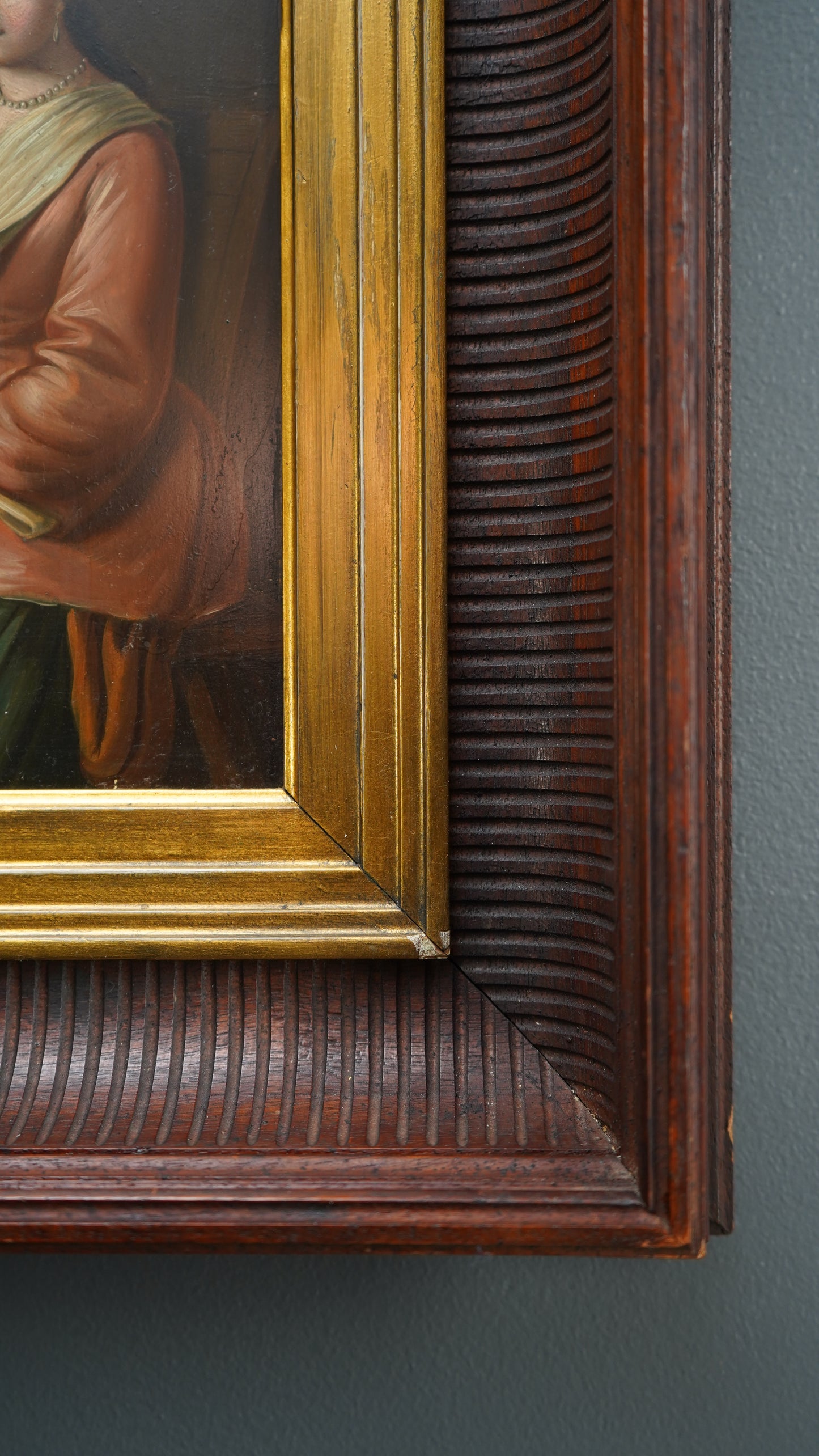 Antique Dutch Tavern Scene Oil Painting on Tin | 19th Century Genre Artwork in Ornate Frame