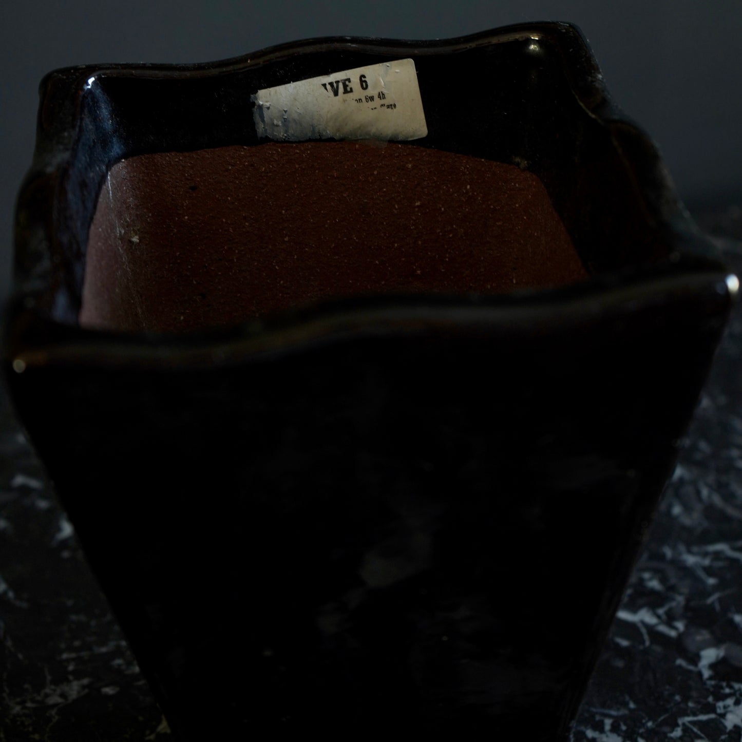 Mid-Century Japanese Black Tenmoku Glazed Terracotta Bonsai Pot | Wabi-Sabi Folk Craft Planter (8.75")