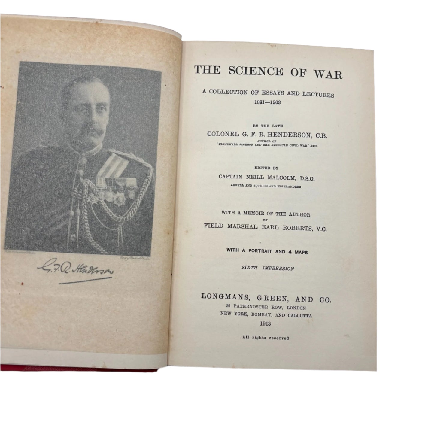 1913 "The Science of War" Red Half Leather Book