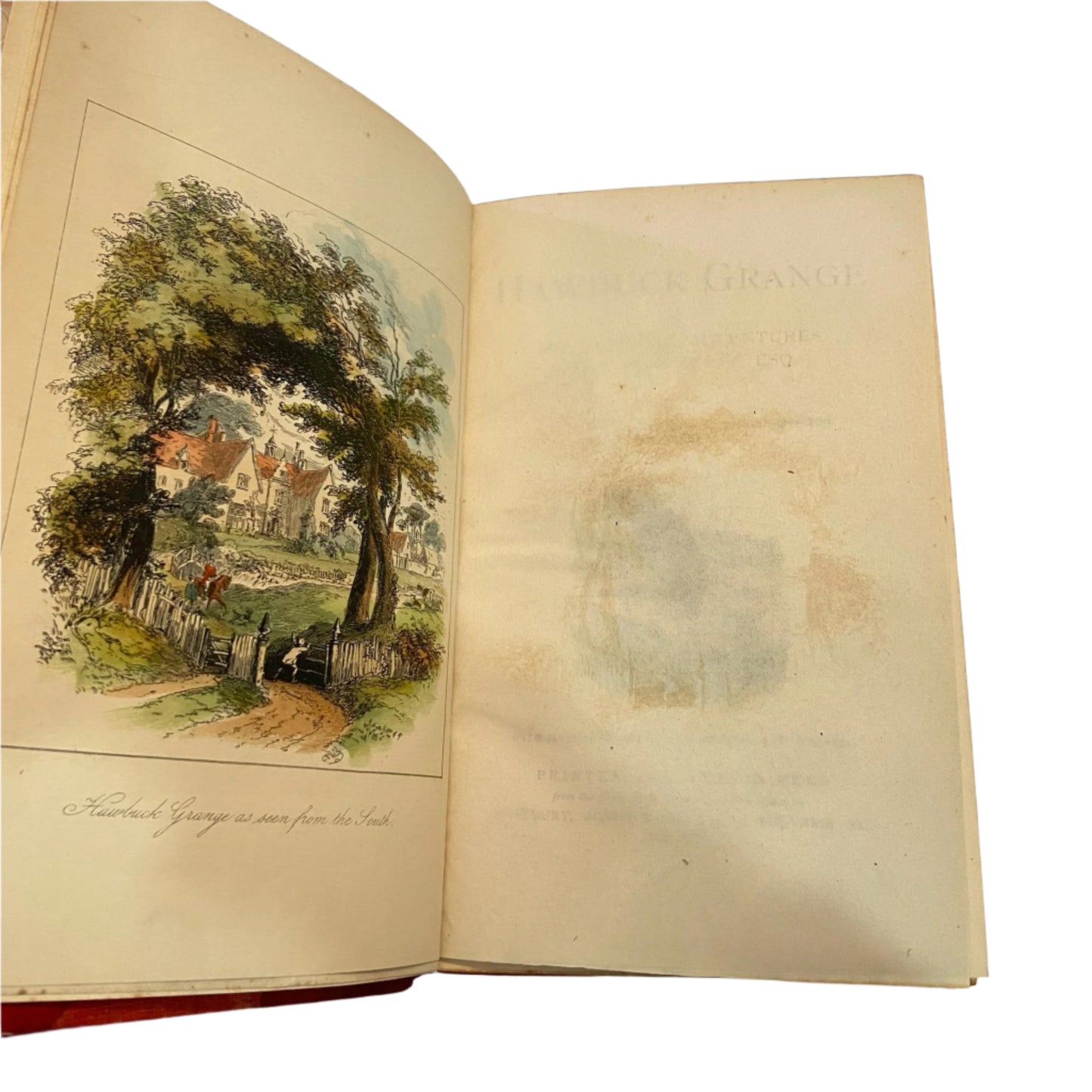Hawbuck Grange Illustrated Sporting Novel by R.S. Surtees in Fine Red Leather Binding, Fox Hunting Humor, English Country Life