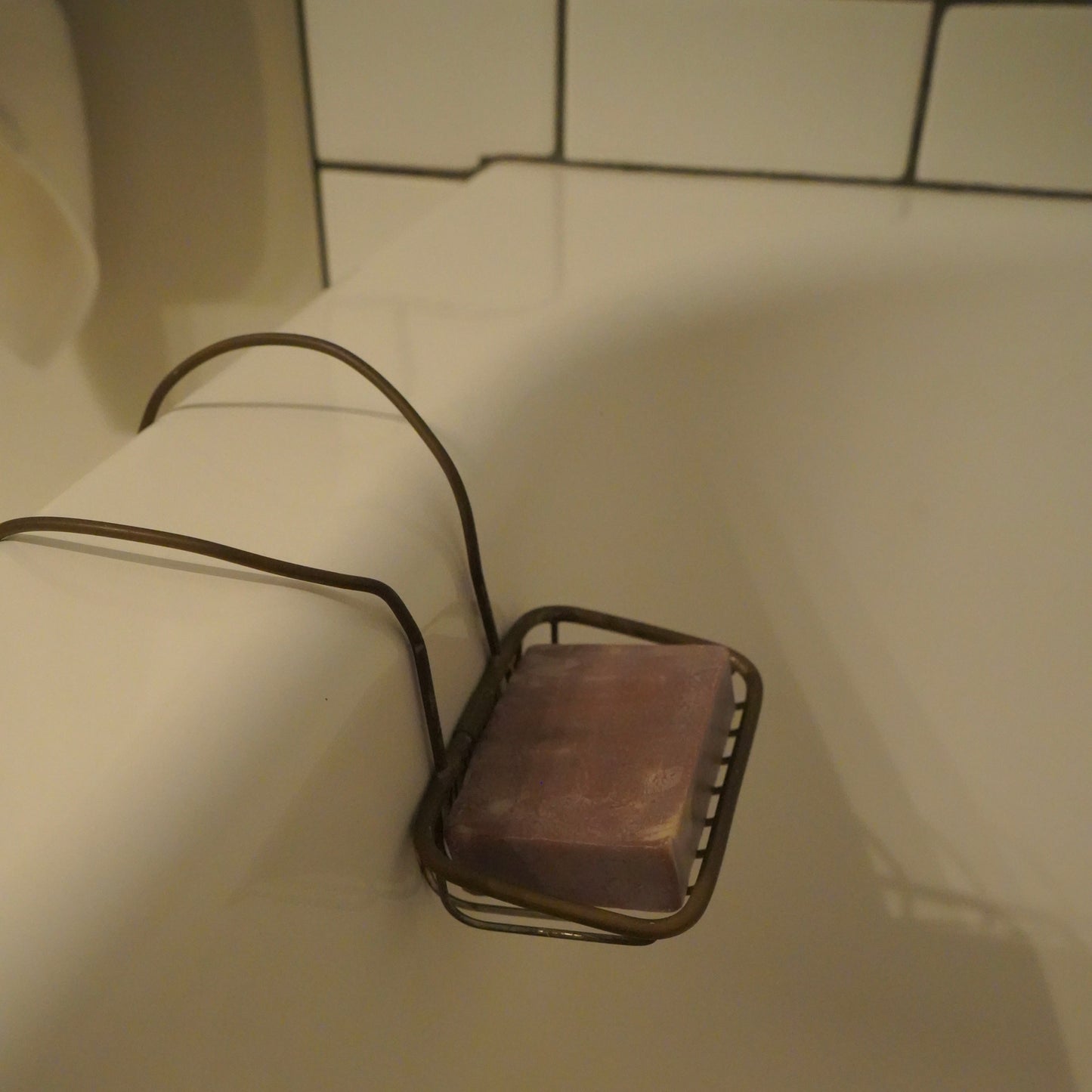 Antique Brass Tub-Mounted Soap Holder Basket