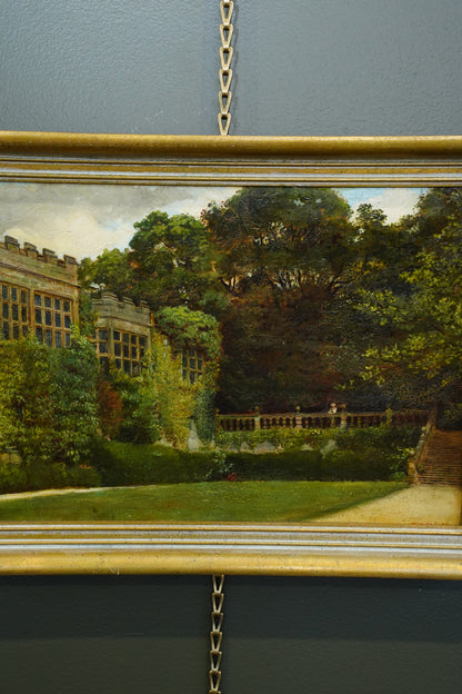 *RESERVED* Antique English Oil Painting of Haddon Hall, Derbyshire, Signed