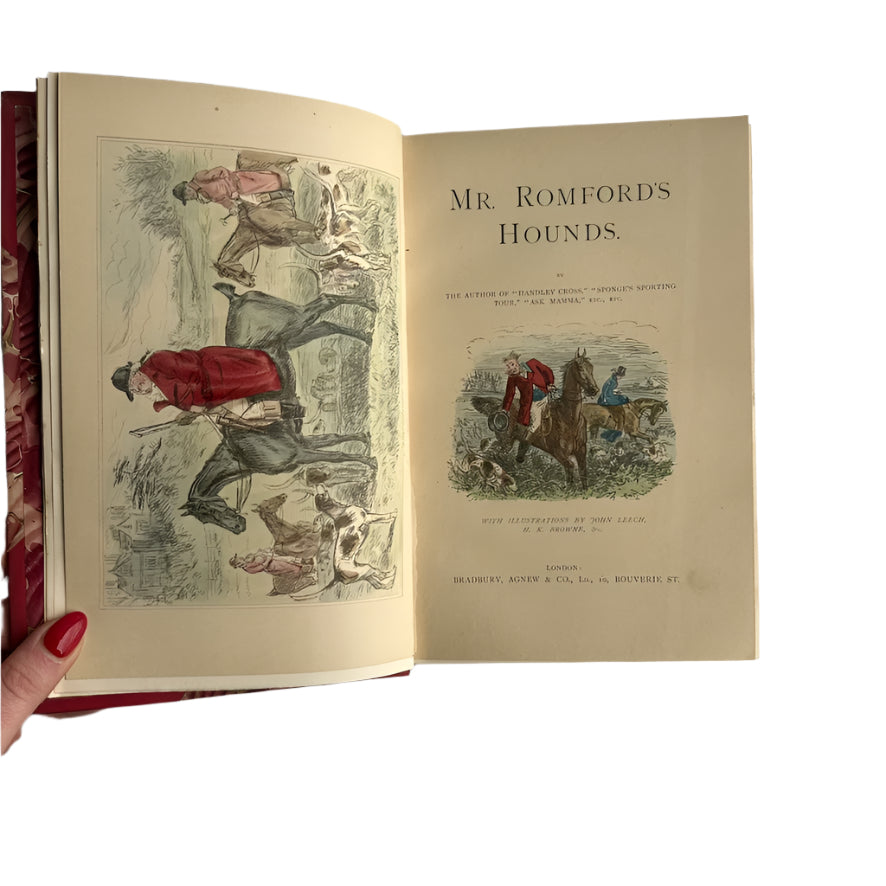 "Mr. Romford's Hounds" Surtees Half Red Leather Book