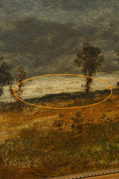 Antique Continental Oil Painting Moody Landscape, Signed