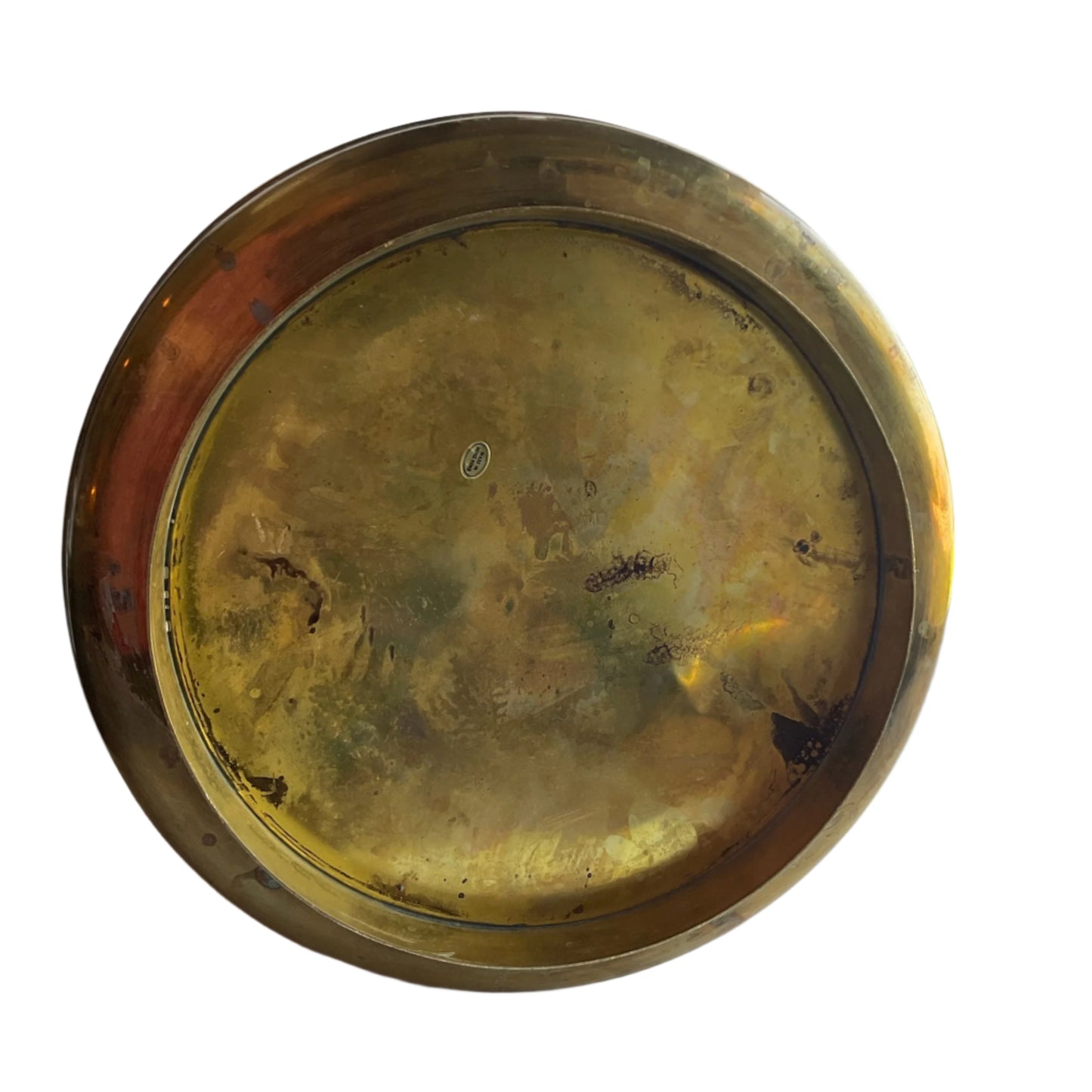 XL Vintage Brass Cachepot Planter, Large Vintage Brass Planter Vessel