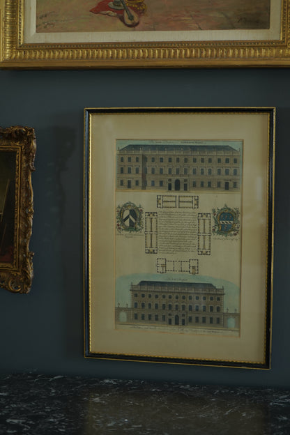 18th-Century Architectural Engraving of St. Bartholomew’s Hospital by Benjamin Cole (Hand-Colored) | Antique English Architectural Engraving