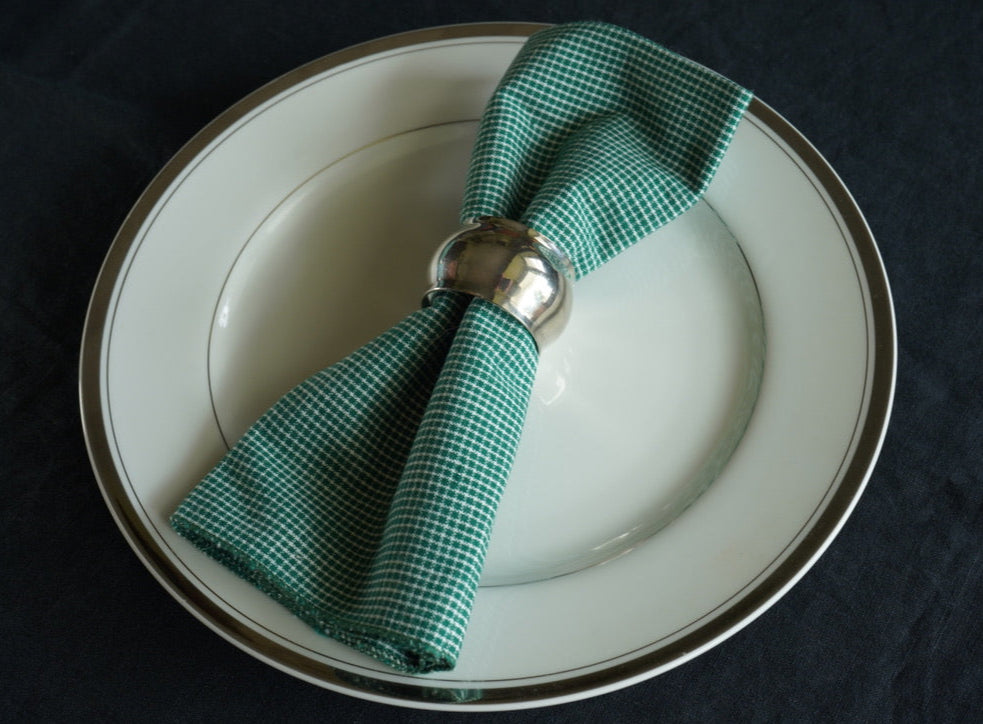 Vintage Green Gingham Cloth Napkins – Set of 4 Handmade Country Cottage Napkins