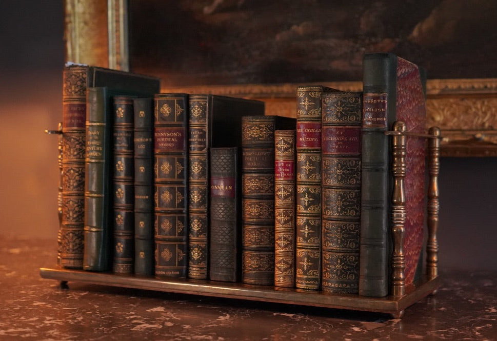 Antique 1838 "The English Gardener" Half Dark Green Leather Book, Highly Illustrated with Fold Out