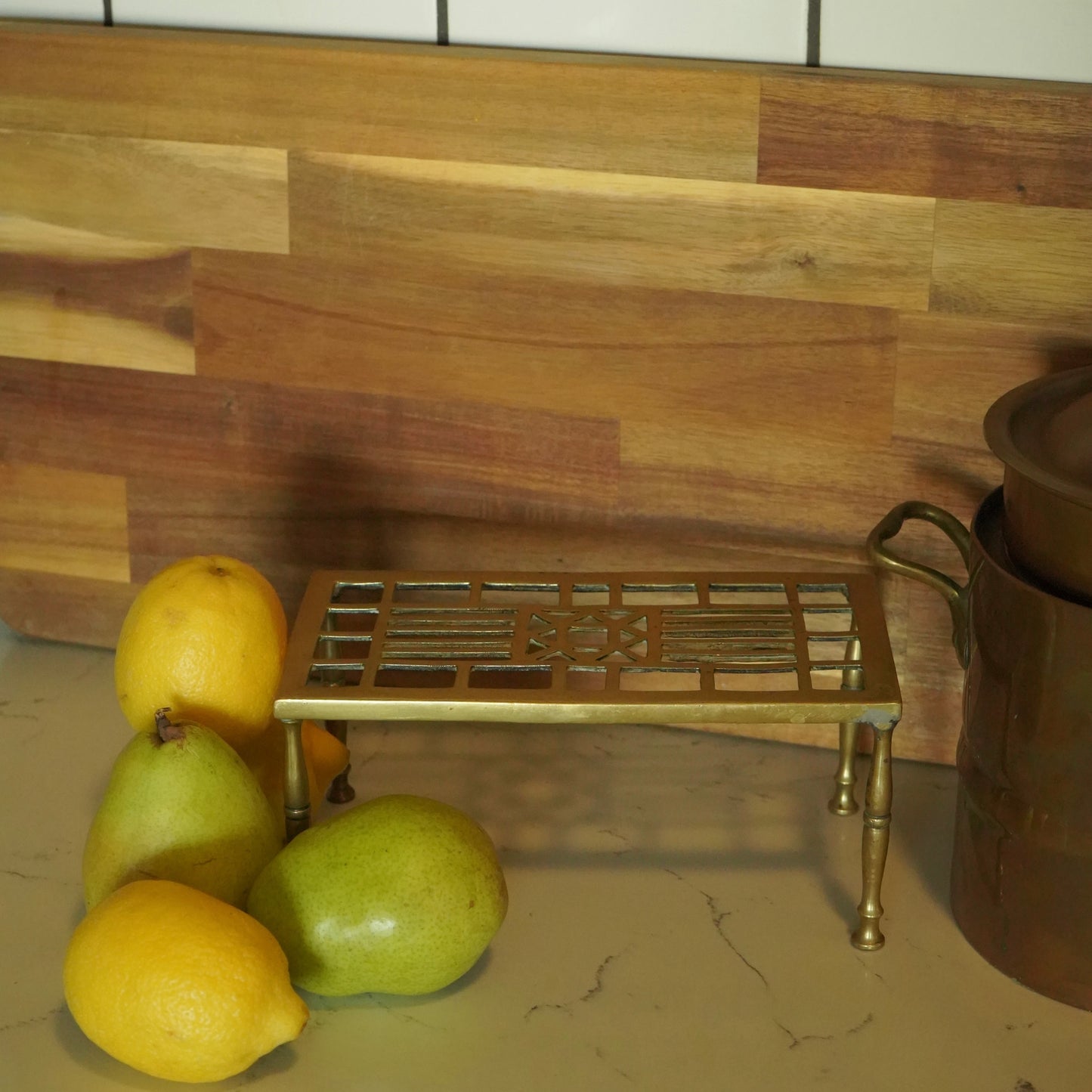 Small Antique English Brass Riser | Trivet