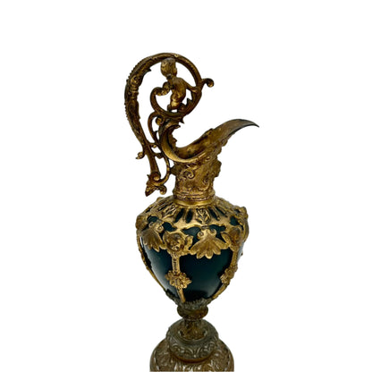 French Baroque Style Gilt Metal & Porcelain Ewer