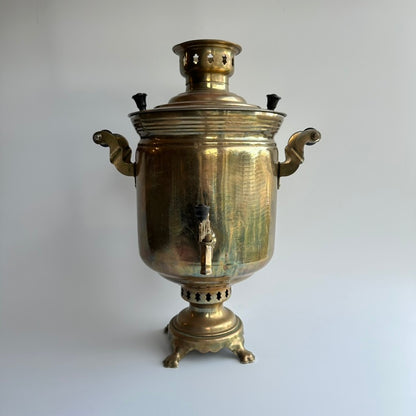 Antique Russian Brass Plated Samovar