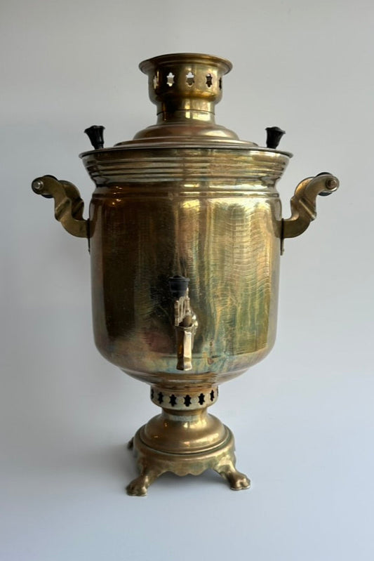 Antique Russian Brass Plated Samovar