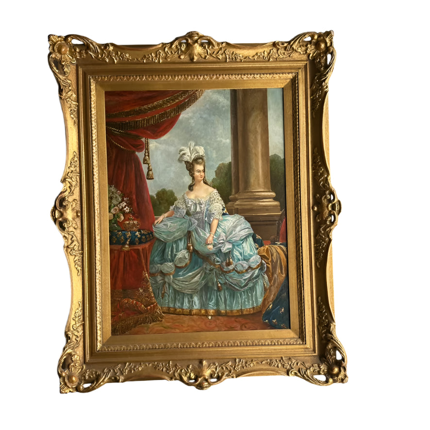 19th Century Portrait of Marie Antoinette, Oil on Board Painting