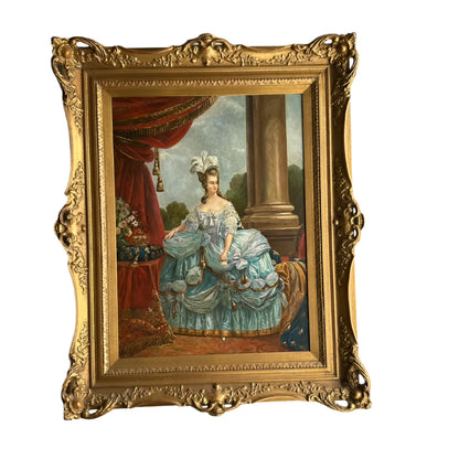 19th Century Portrait of Marie Antoinette, Oil on Board Painting