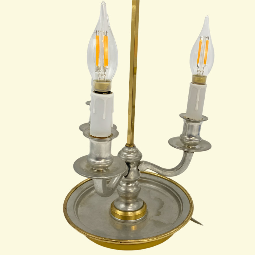 Vintage French Bouillotte Lamp with Maroon Metal Shade