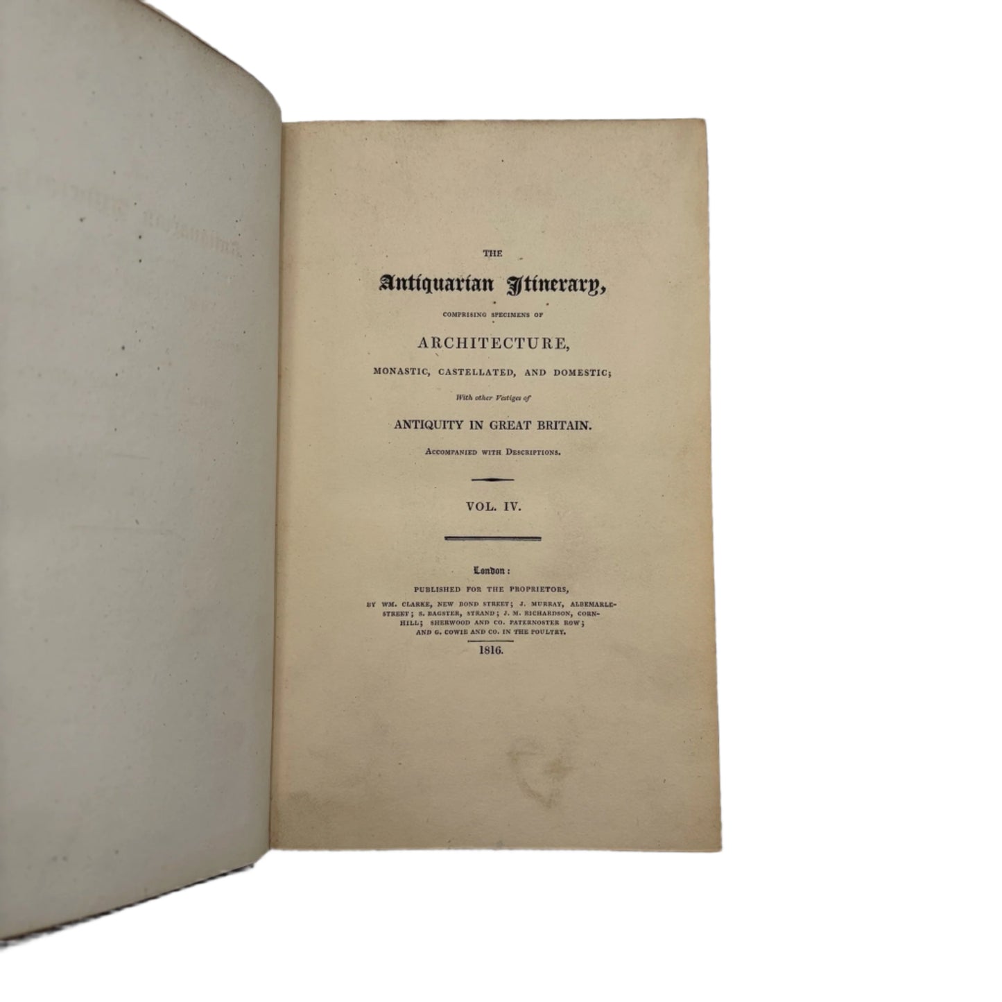 4 Volumes 1815 & 1816"The Antiquarian Itinerary" Full Black Moroccon Leather Book