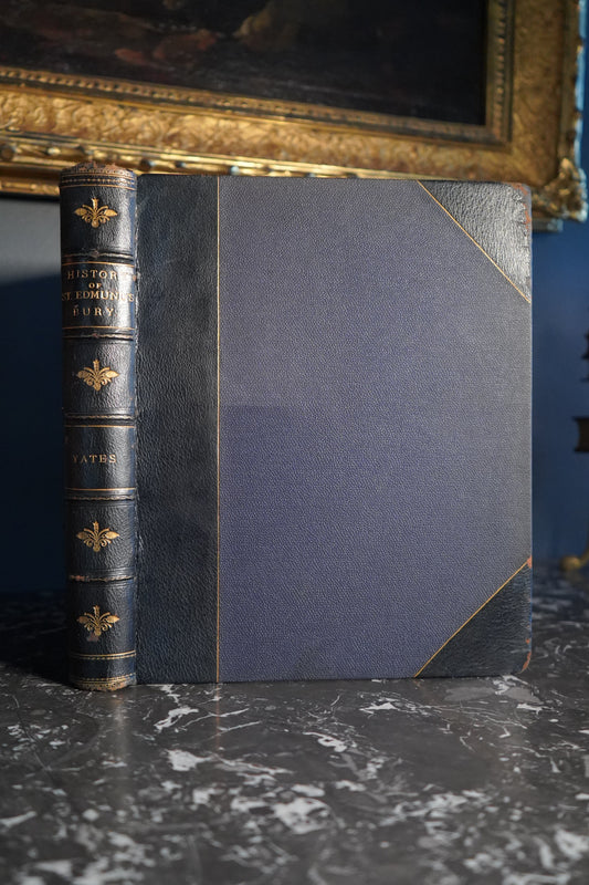 1805 "The History and Antiquities of the Abbey of St. Edmund’s Bury" Half Blue Leather Book