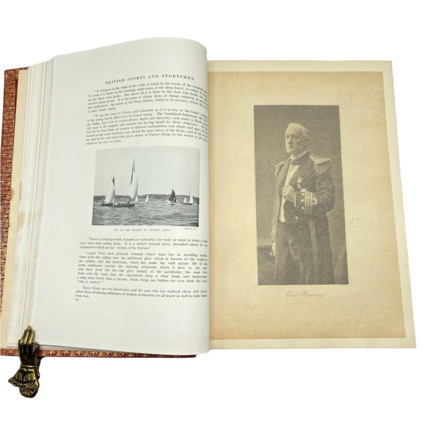 1916 “British Sports: Yachting and Rowing" XL Full Morocco Red Leather Book, First Edition