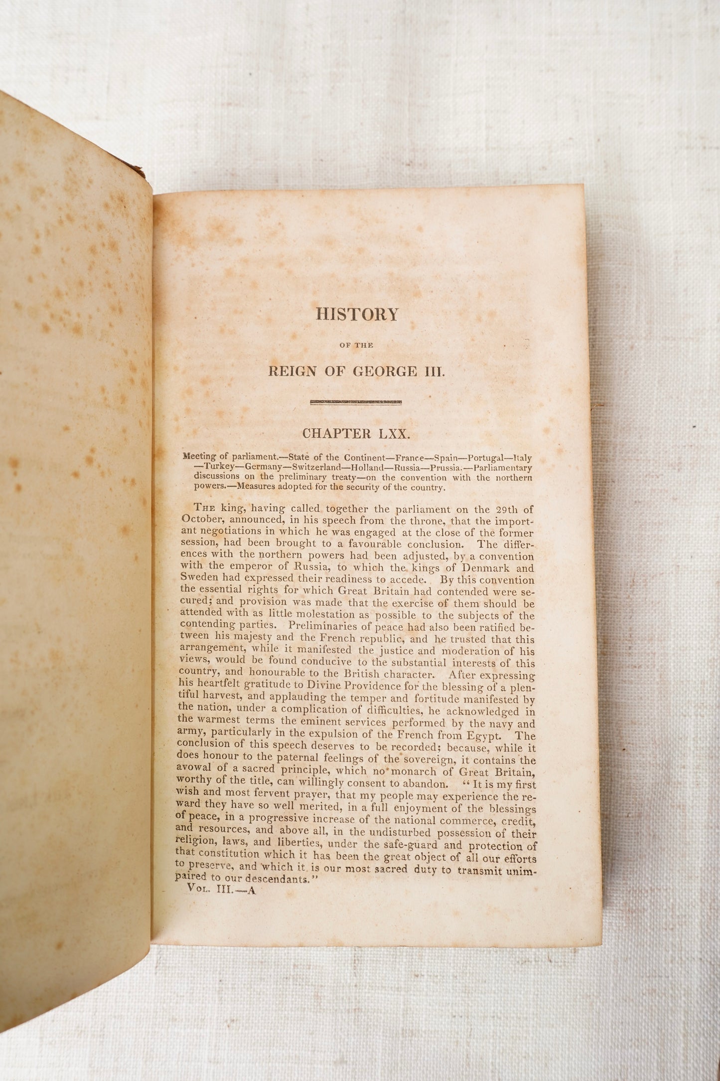 Antique History of George III Two Volumes Half Leather 1828