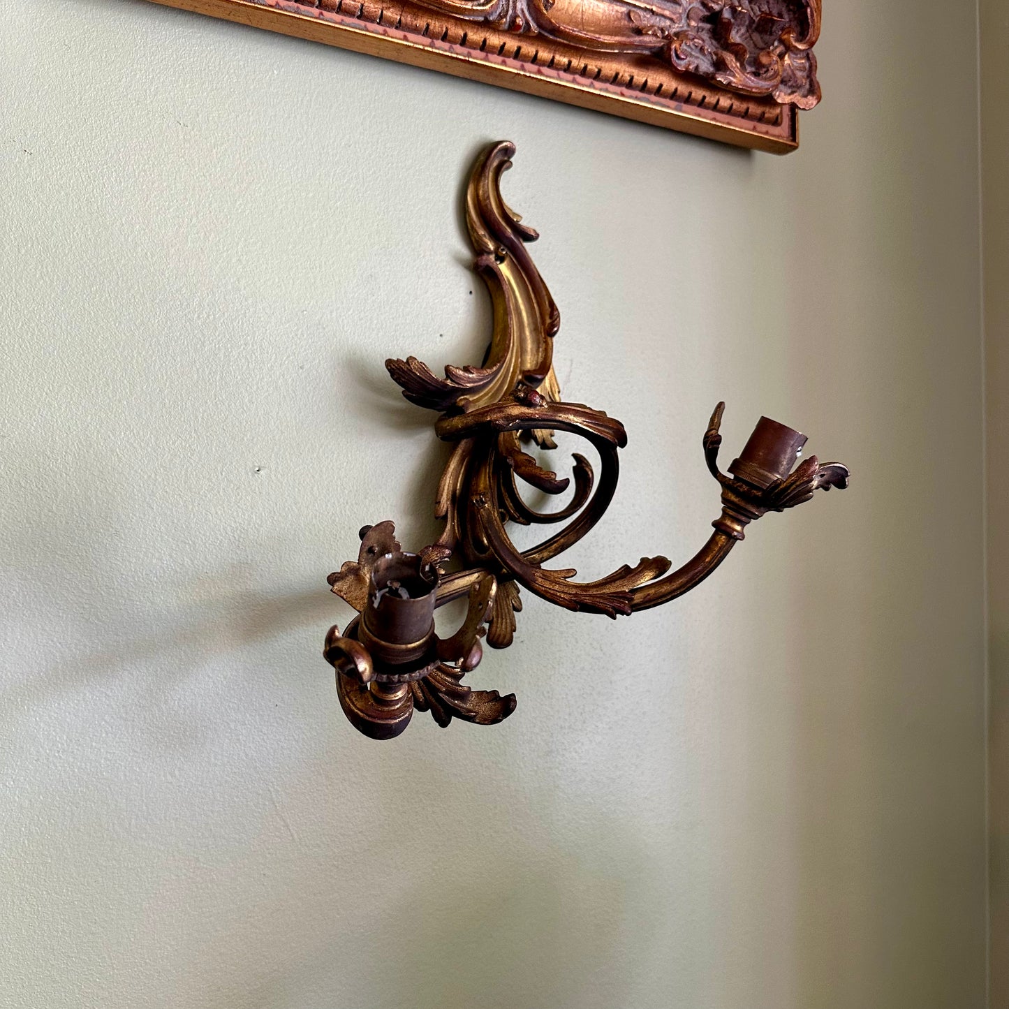 Antique French Rococo Gilt Bronze Wall Sconces (Pair) | Antique French Bronze Wall Lighting