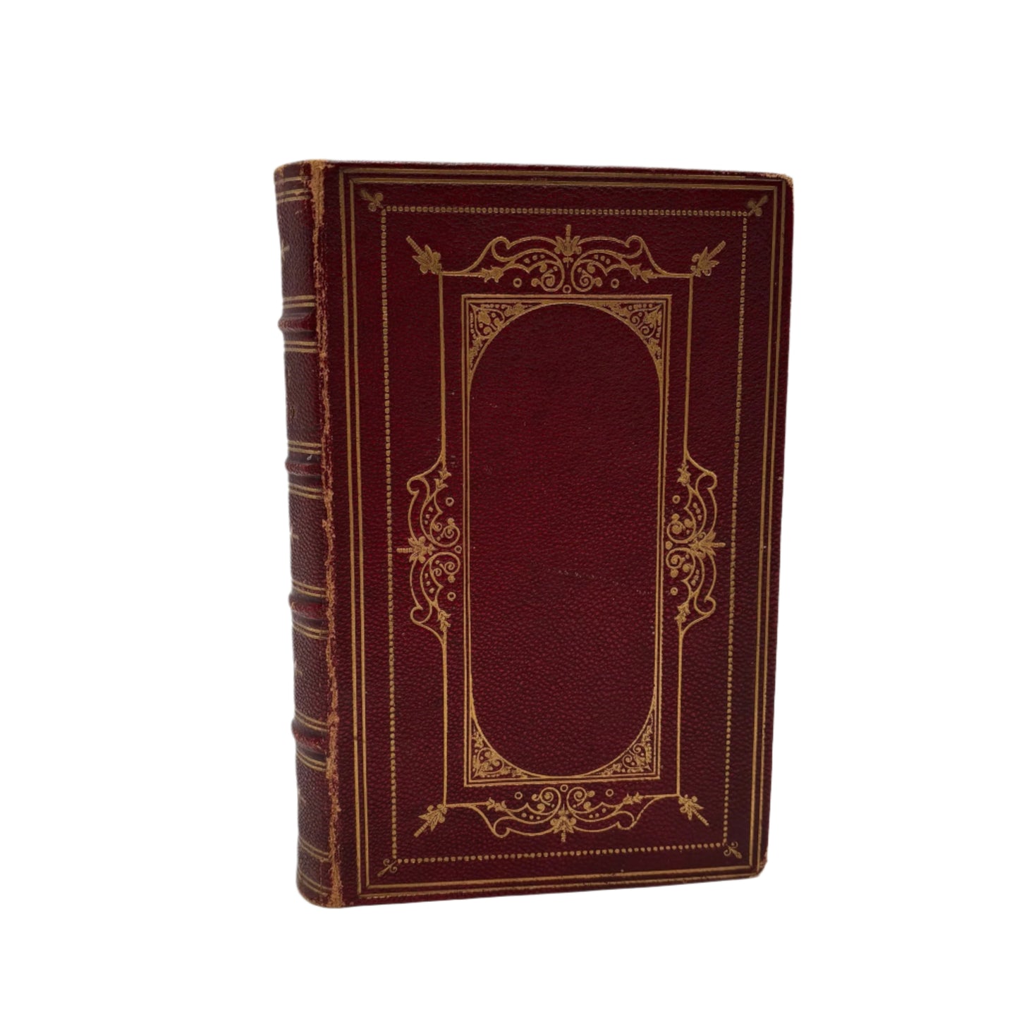 1875 "Poems" by Alfred Tennyson Red Fine Binding Full Leather Book, Antique Poetry Book