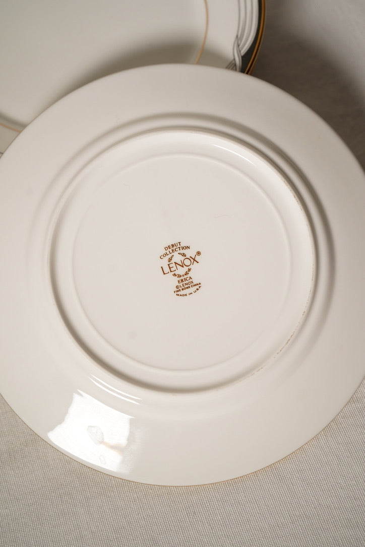 Lenox Black Tie Bread & Butter Plates – Set of 6, 6.5" Ivory China with 24k Gold Trim (Discontinued)