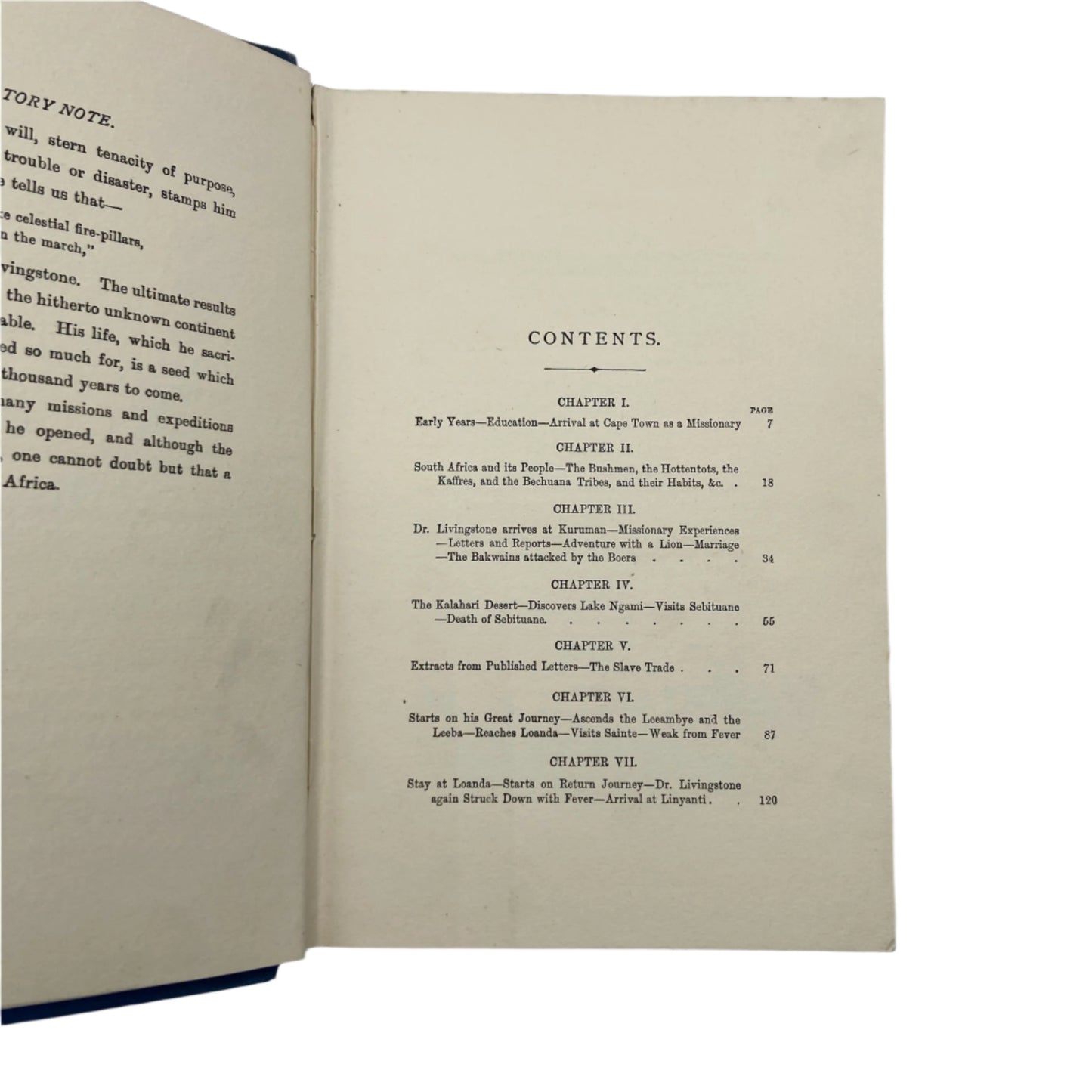 Antique "The Life of David Livingstone: The Great Missionary Explorer" Blue Cloth Book