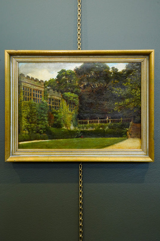 *RESERVED* Antique English Oil Painting of Haddon Hall, Derbyshire, Signed