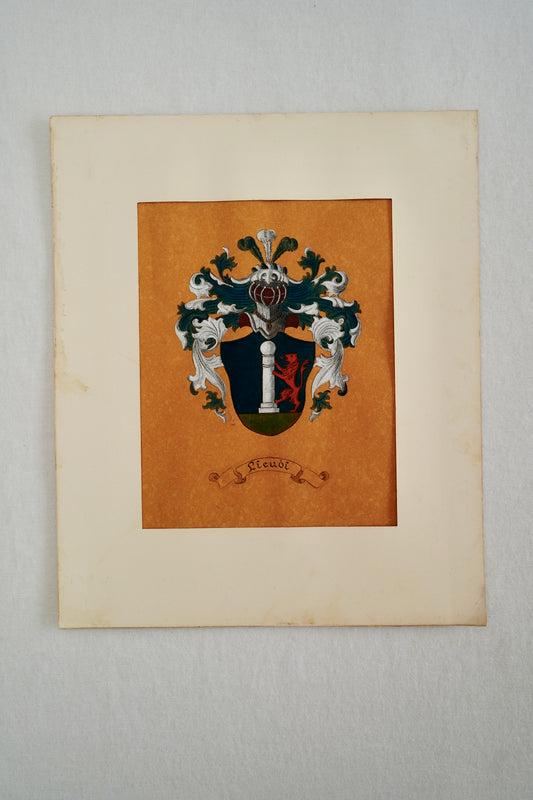*Reserved for Wendy* Antique Continental Heraldic Coat of Arms on Paper with Metallic Detailing