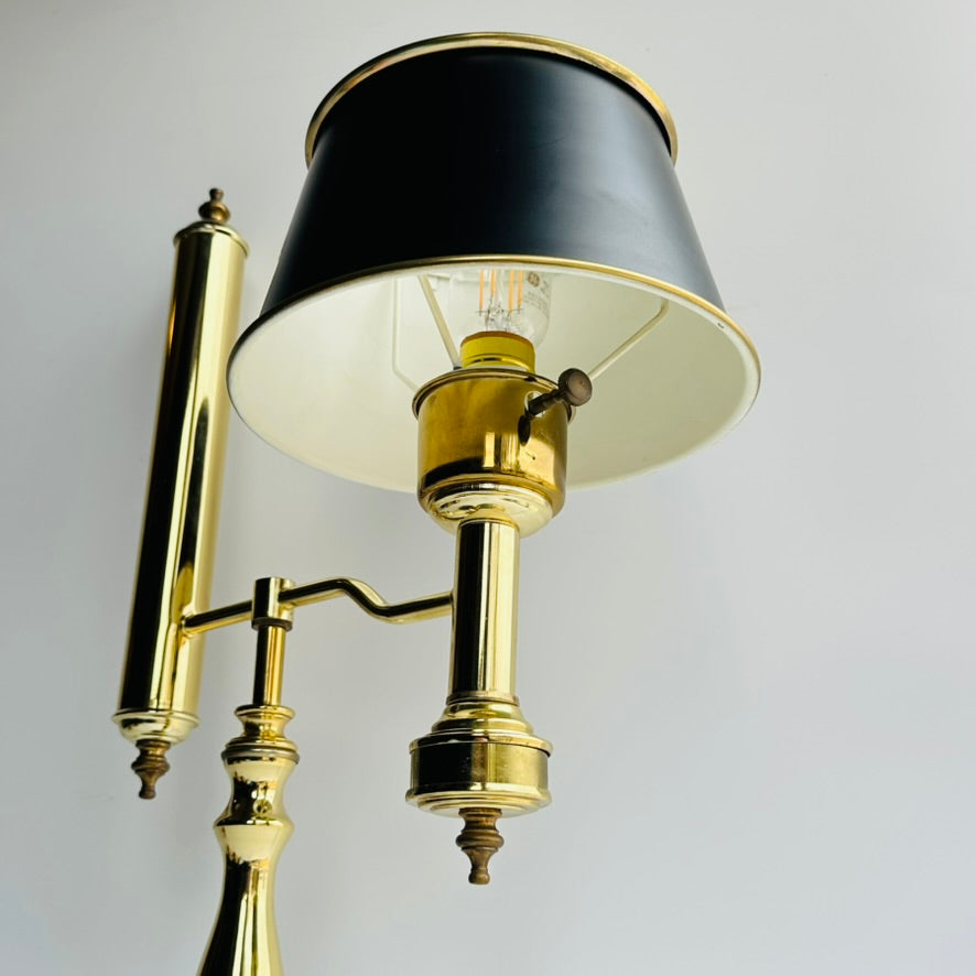 Vintage Brass Student Lamp with Metal Shade, Large