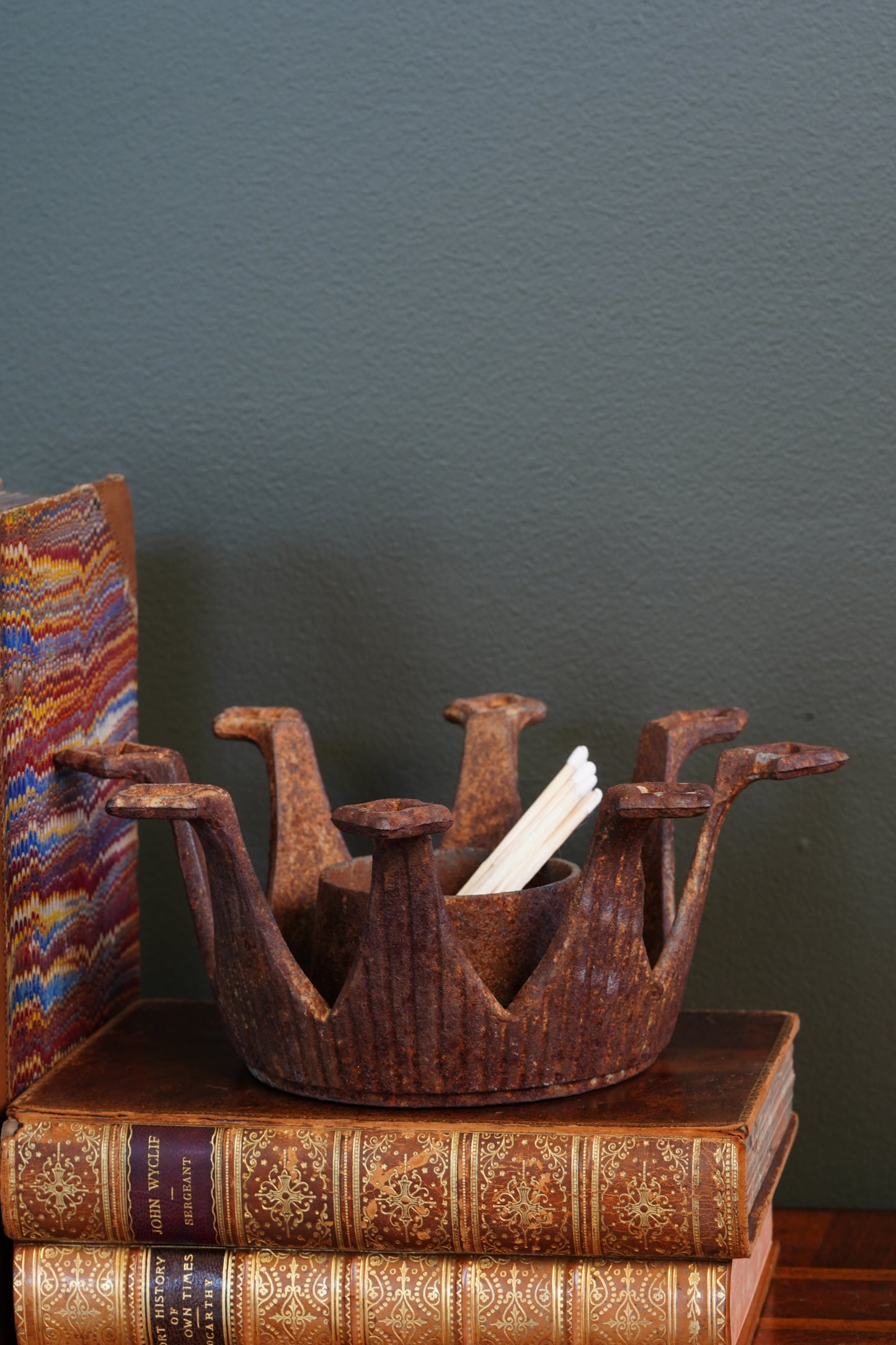 Vintage Styson Cast Iron Pedestal Stand Candle Holder Industrial Base
