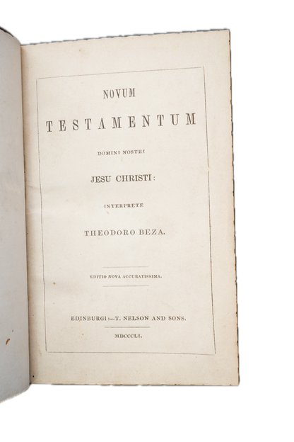 1852 Theodore Beza Novum Testamentum Gauffered Edge Book
