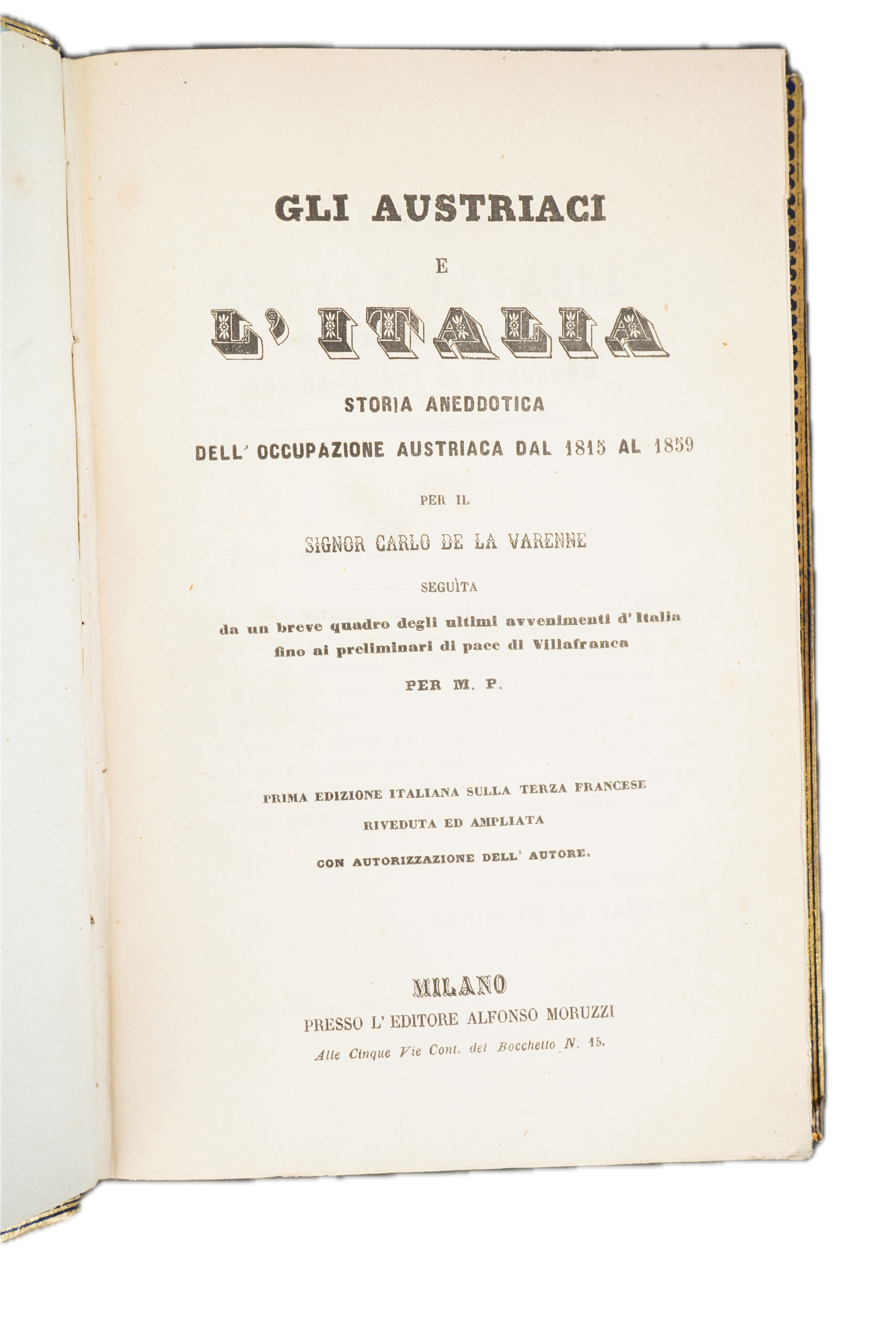 1860 La Varenne Gli Austriaci e l'Italia First Italian Edition