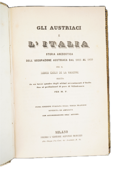 1860 La Varenne Gli Austriaci e l'Italia First Italian Edition