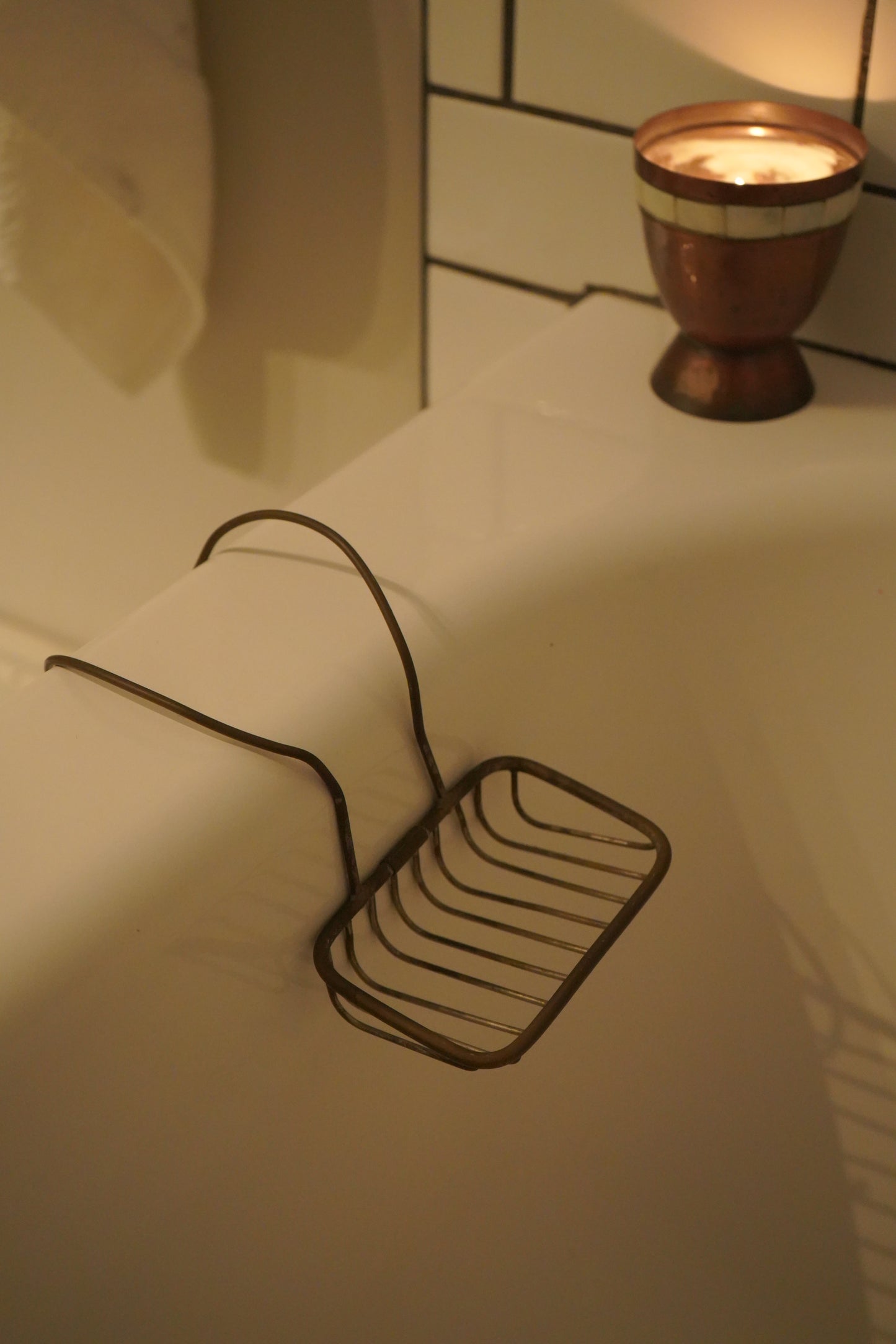 Antique Brass Tub-Mounted Soap Holder Basket