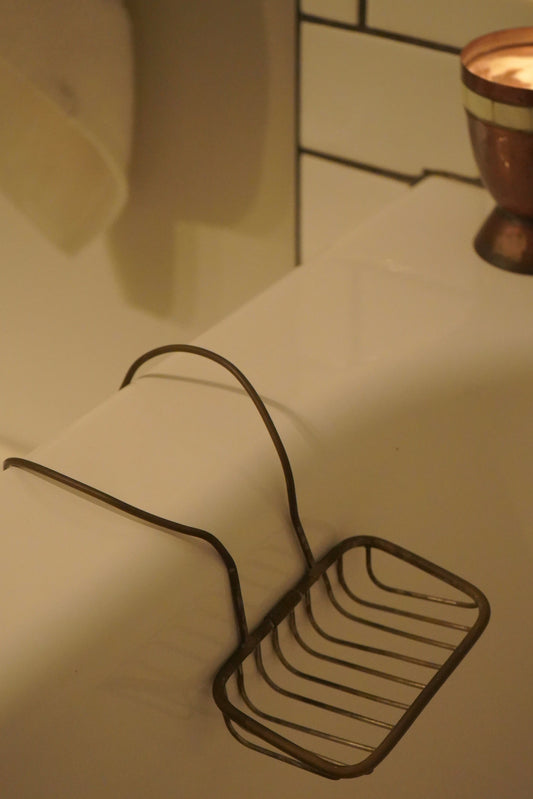 Antique Brass Tub-Mounted Soap Holder Basket