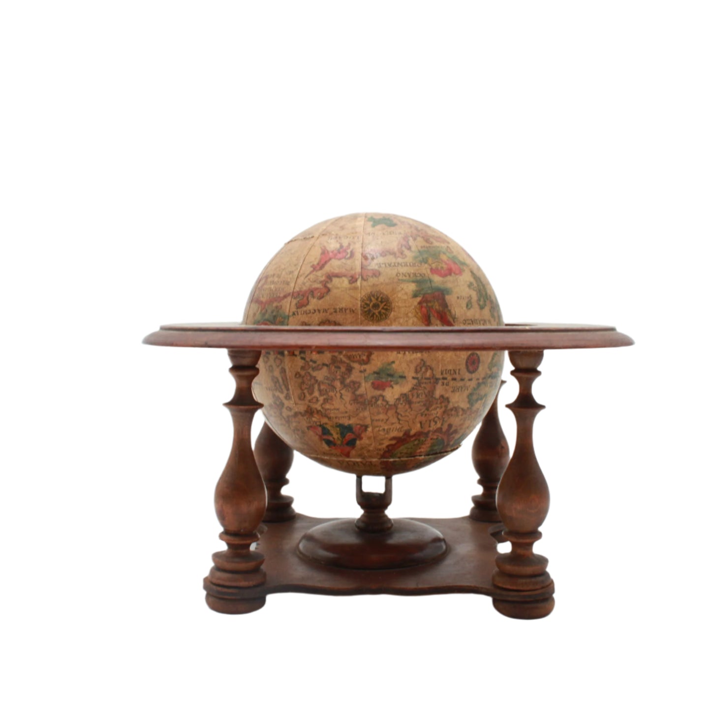 Small Vintage Italian Wooden Globe