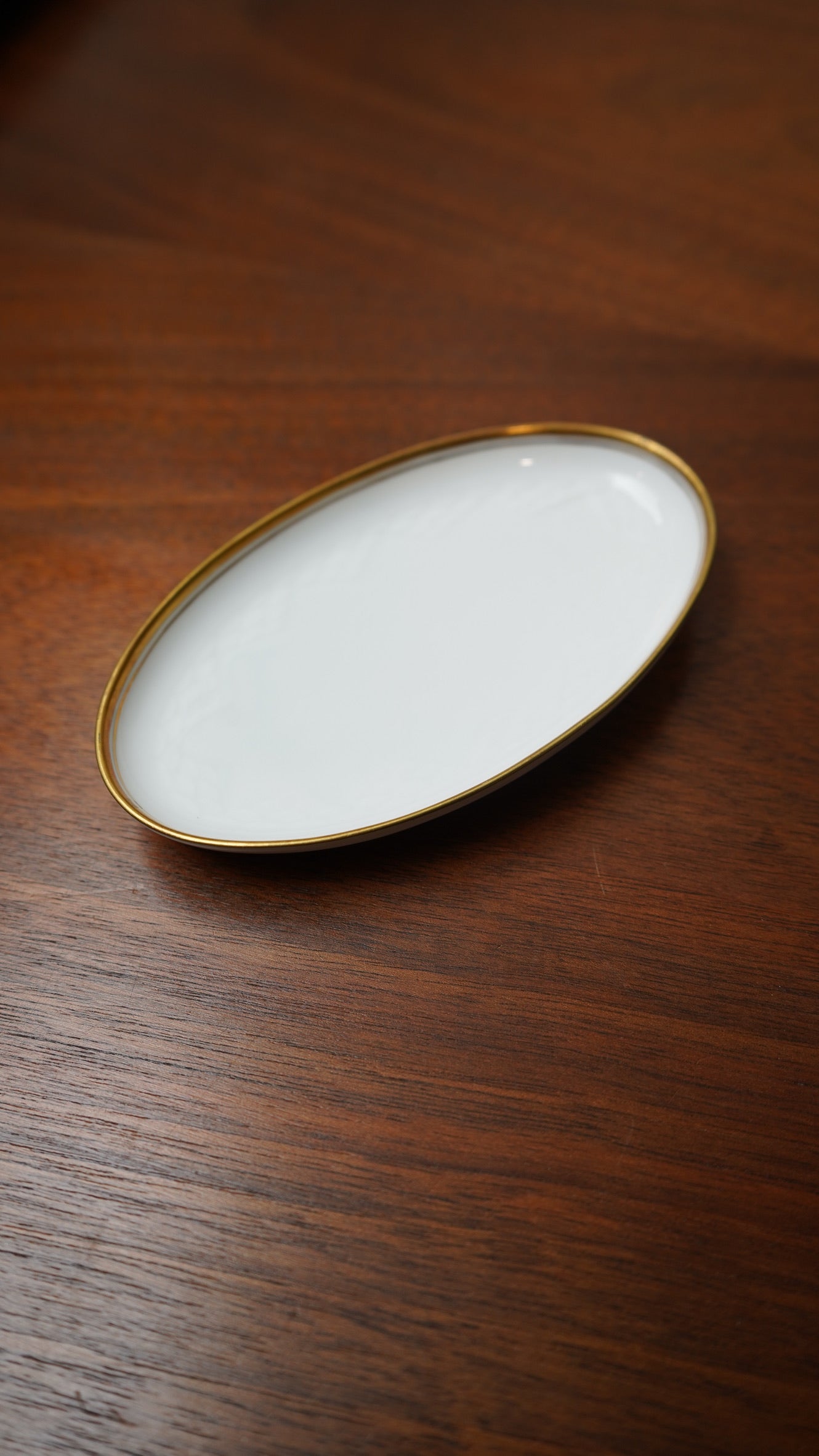 Royal Copenhagen White Porcelain Oval Ring Dish with Gold Rim – Made in Denmark